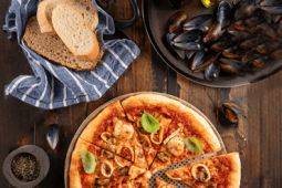 Seafood Pizza Preparation with Cooking Duration - Recipe