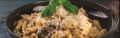 truffle penne pasta served with herbs